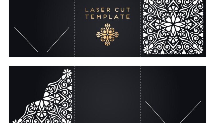 وکتور نقوش لیزر روی کارت دعوت و بسته بندی