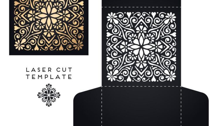 وکتور نقوش لیزر روی کارت دعوت و بسته بندی