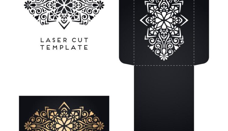 وکتور نقوش لیزر روی کارت دعوت و بسته بندی