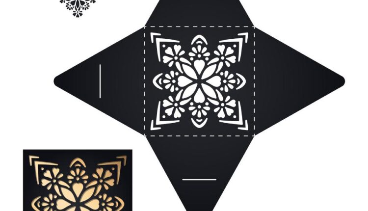 وکتور نقوش لیزر روی کارت دعوت و بسته بندی