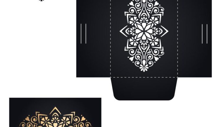 وکتور نقوش لیزر روی کارت دعوت و بسته بندی