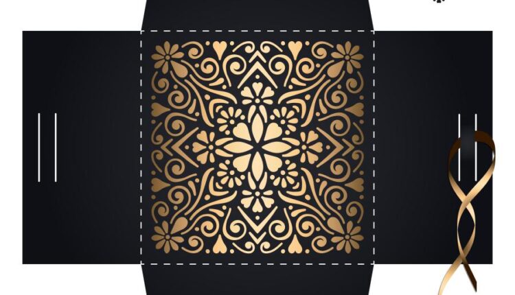وکتور نقوش لیزر روی کارت دعوت و بسته بندی