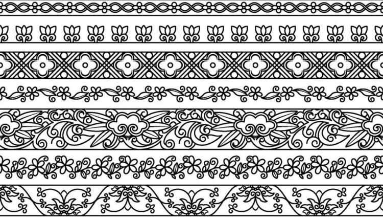 وکتور های پیوسته فرفوژه   Vectors Floral Borders