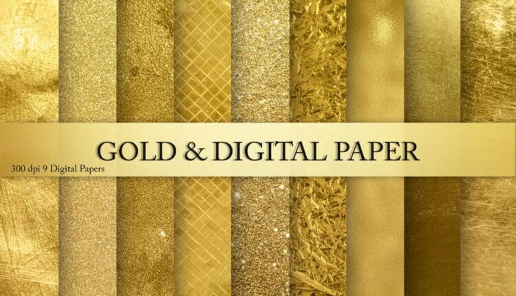9 تکسچر فویل طلایی   Gold Foil Glitter Textures