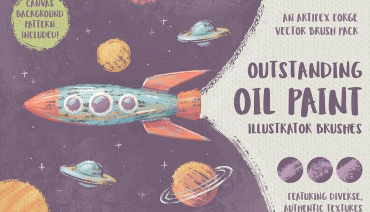 براش تکنیک رنگ و روغن برای ایلوستریتور   Oil Paint Brushes