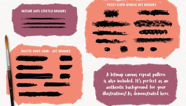 براش تکنیک رنگ و روغن برای ایلوستریتور   Oil Paint Brushes