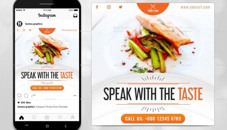 فایل لایه باز پست اینستاگرام فست فود و رستوران Instagram Restaurant