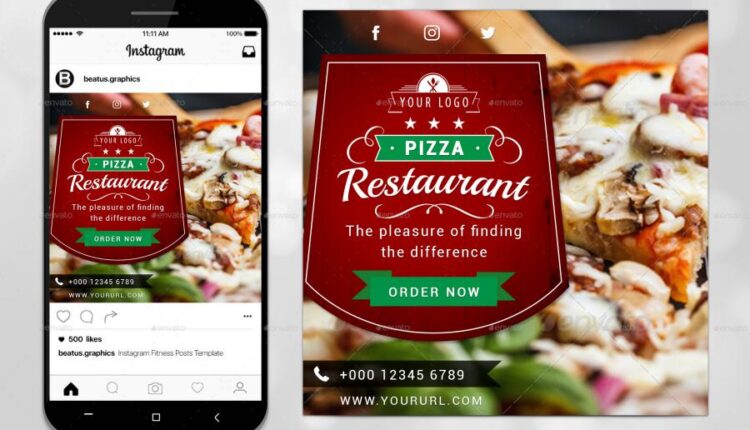 فایل لایه باز پست اینستاگرام فست فود و رستوران Instagram Restaurant