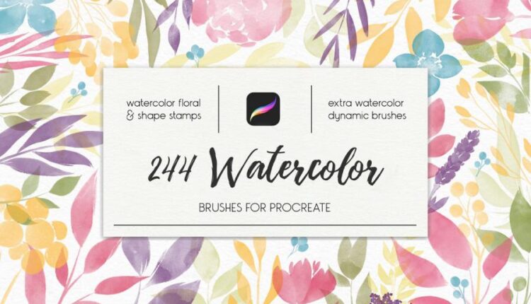 244 براش گل و برگ های آبرنگی   Watercolor Brushes