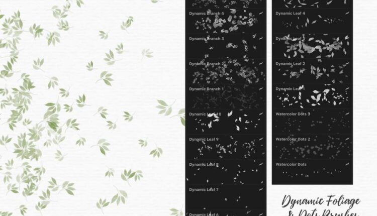 244 براش گل و برگ های آبرنگی   Watercolor Brushes