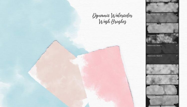 244 براش گل و برگ های آبرنگی   Watercolor Brushes