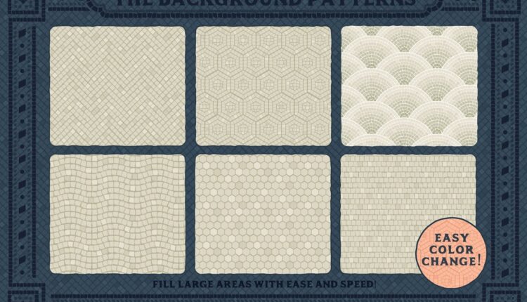 براش موزاییک برای ایلوستریتور   Mosaic Brushes & Patterns