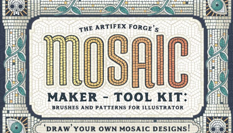 براش موزاییک برای ایلوستریتور   Mosaic Brushes & Patterns