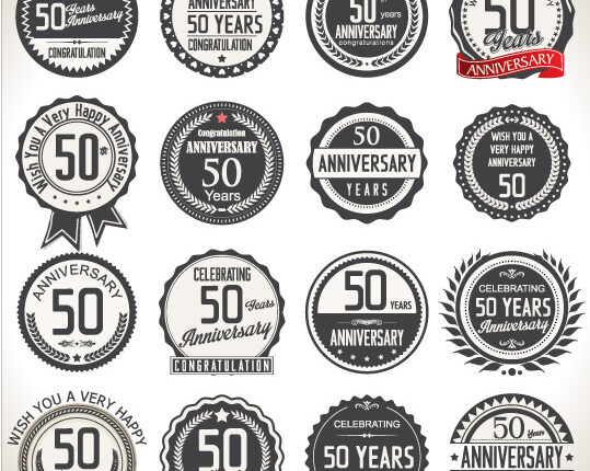 لیبل های متنوع وکتوری دایره ای   Retro labels