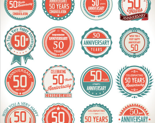 لیبل های متنوع وکتوری دایره ای   Retro labels