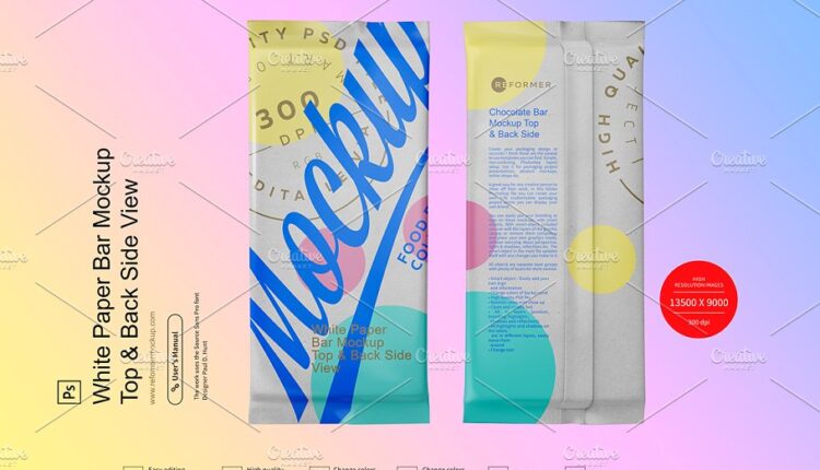 موکاپ بسته بندی دستمال کاغذی جیبی   White Paper Bar Mockup