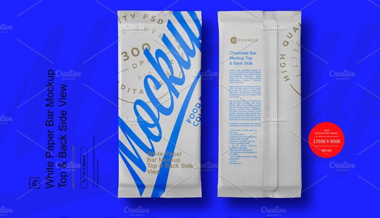 موکاپ بسته بندی دستمال کاغذی جیبی   White Paper Bar Mockup