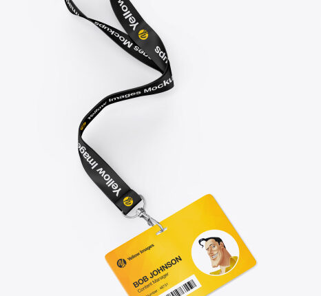 موکاپ کارت پرسنلی افقی   Horizontal ID Card Mockup