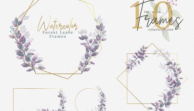 تصاویر png گل ها و گیاهان آبرنگی جنگلی   Watercolor Forest