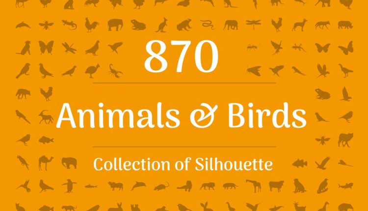 وکتور سایه حیوانات و پرندگان   Animals And Birds Silhouette