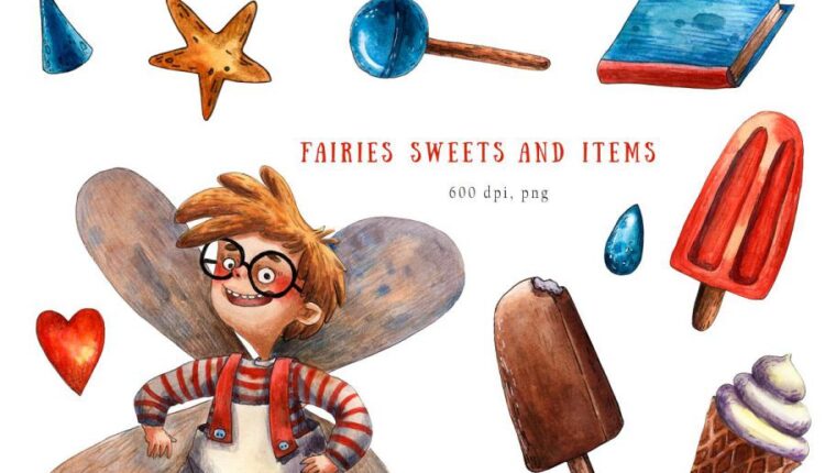 31 تصویر PNG آبرنگی جادوگر کوچولو   Little Fairies Watercolor