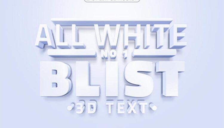 موکاپ سفید سه بعدی نوشته   White 3D Text Mock up