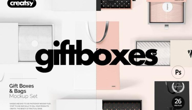 موکاپ کیف کاغذی جعبه و باکس هدیه   Gift Boxes Mockup
