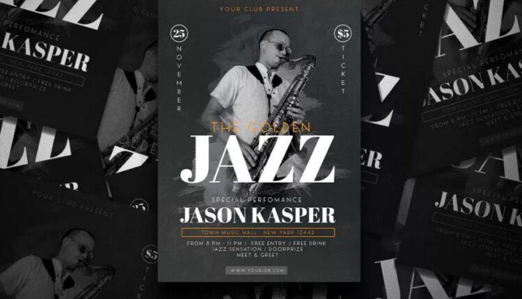 فایل لایه باز پوستر کنسرت موسیقی   Jazz Music Flyer