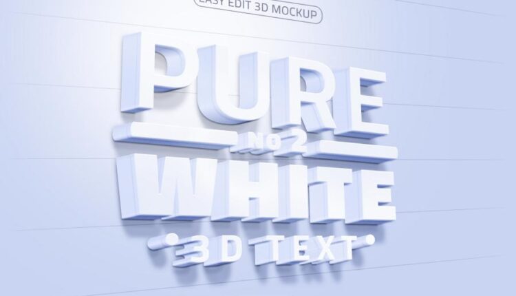 موکاپ سفید سه بعدی نوشته   White 3D Text Mock up