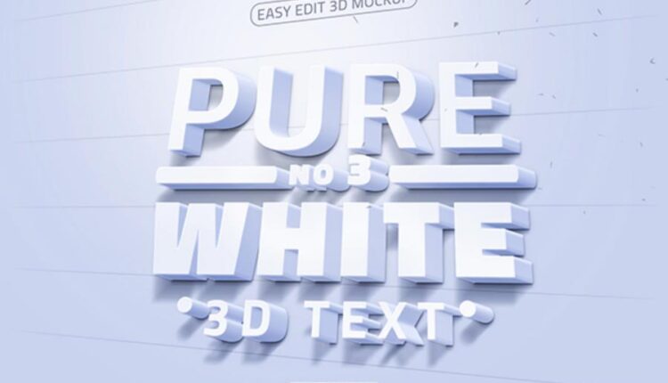 موکاپ سفید سه بعدی نوشته   White 3D Text Mock up