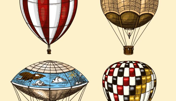 وکتور بالن های متنوع   Montgolfier flowers and decorative