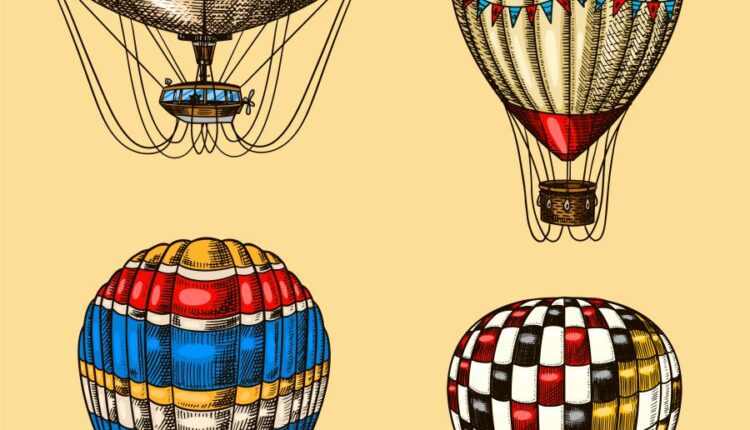 وکتور بالن های متنوع   Montgolfier flowers and decorative