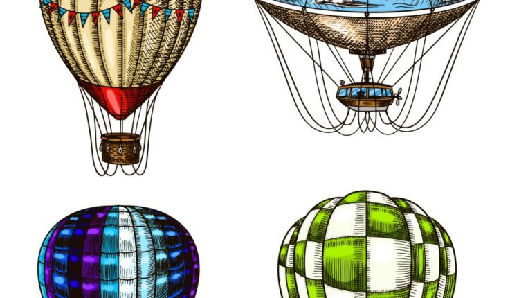 وکتور بالن های متنوع   Montgolfier flowers and decorative