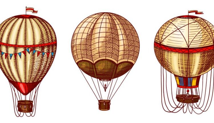 وکتور بالن های متنوع   Montgolfier flowers and decorative