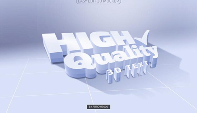 موکاپ سفید سه بعدی نوشته   White 3D Text Mock up