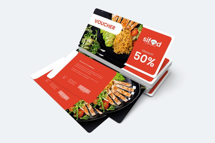 برگ تخفیف رستوران و فست فود Food Gift Voucher Card