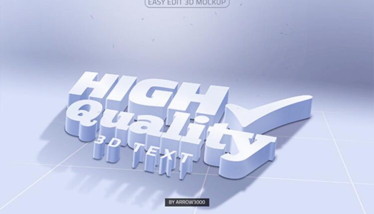 موکاپ سفید سه بعدی نوشته   White 3D Text Mock up