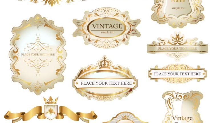 لوگو و لیبل شیرینی فروشی   Gold framed labels design