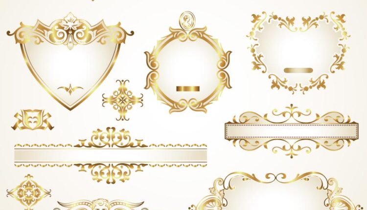 لوگو و لیبل شیرینی فروشی   Gold framed labels design