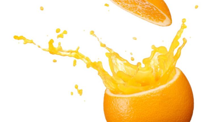 عکس استوک آب پرتقال و پرتقال   Orenge Juice Splash Isolated