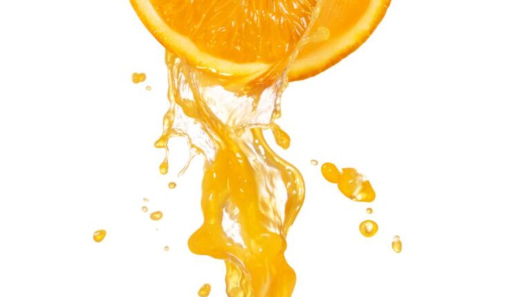 عکس استوک آب پرتقال و پرتقال   Orenge Juice Splash Isolated