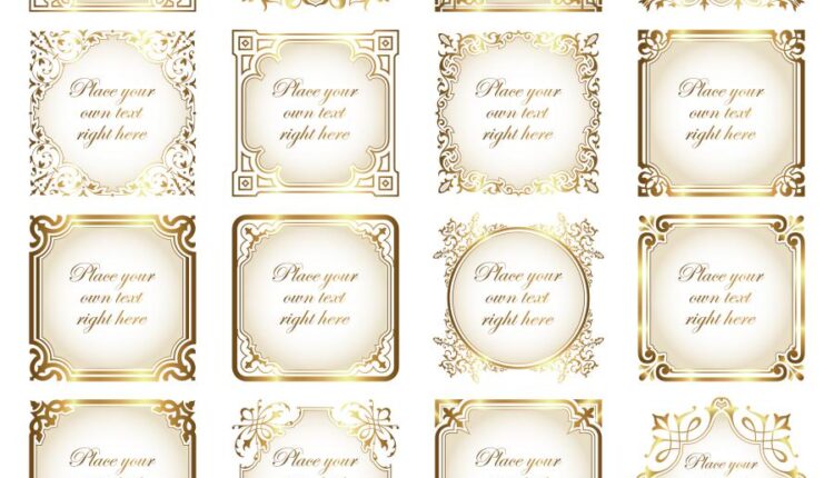 لوگو و لیبل شیرینی فروشی   Gold framed labels design