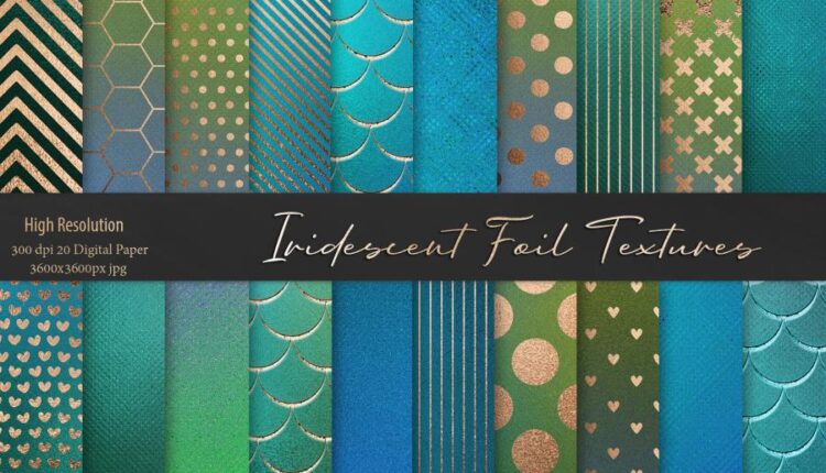 20 تکسچر بسیار زیبا سبز و طلایی   Iridescent Foil Textures