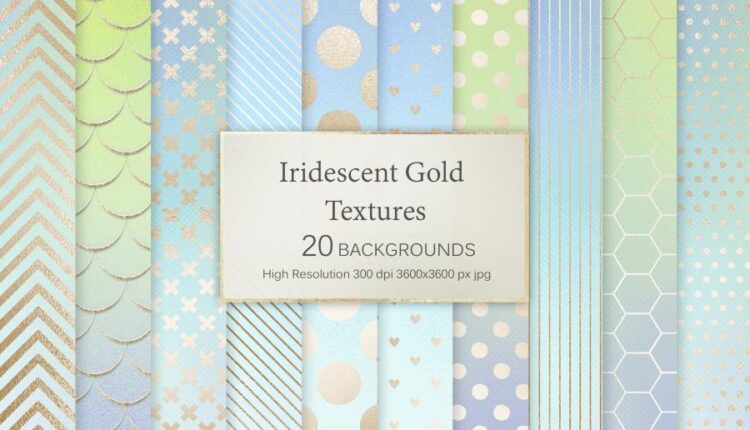 20 پس زمینه تکسچر درخشان طلایی   Iridescent Gold Textures