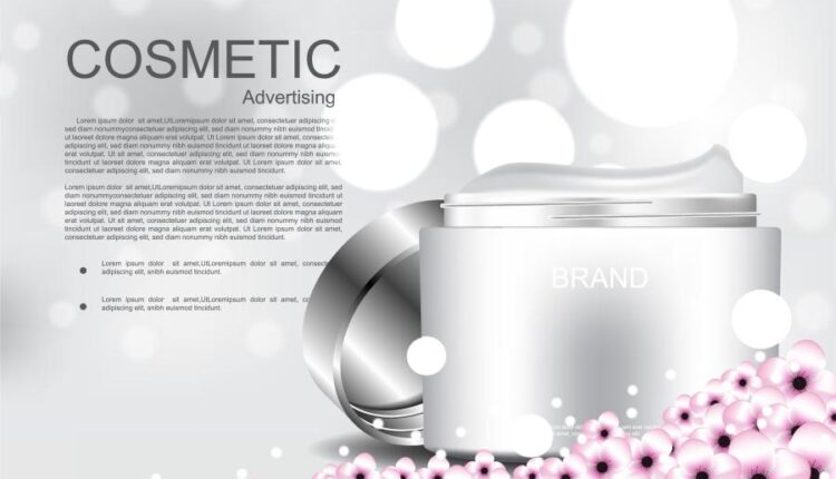 وکتور محصولات آرایشی و گل صورتی   Cosmetic products flowers