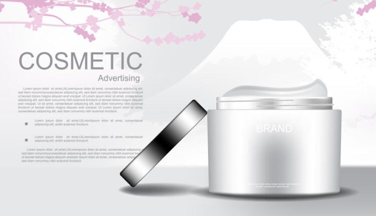 وکتور محصولات آرایشی و گل صورتی   Cosmetic products flowers