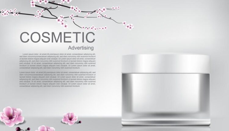 وکتور محصولات آرایشی و گل صورتی   Cosmetic products flowers