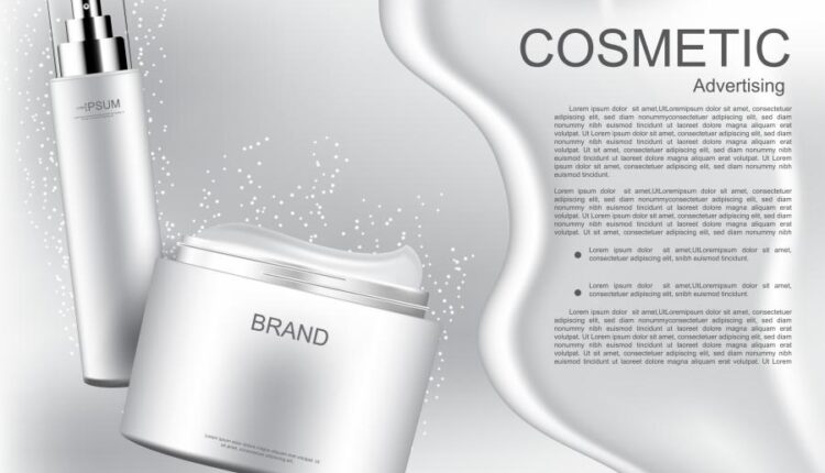 وکتور محصولات آرایشی و گل صورتی   Cosmetic products flowers