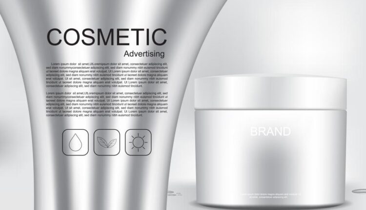 وکتور محصولات آرایشی و گل صورتی   Cosmetic products flowers