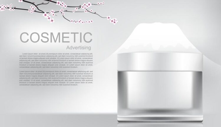 وکتور محصولات آرایشی و گل صورتی   Cosmetic products flowers